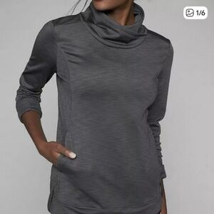 Athleta Stowe Charcoal Cowl Cross neck Neck Sweater pullover